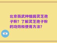 北京薇武种植园灵芝孢子粉？了解灵芝孢子粉的功效和使用方法？