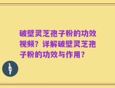 破壁灵芝孢子粉的功效视频？详解破壁灵芝孢子粉的功效与作用？