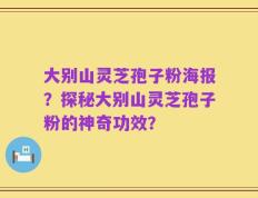 大别山灵芝孢子粉海报？探秘大别山灵芝孢子粉的神奇功效？