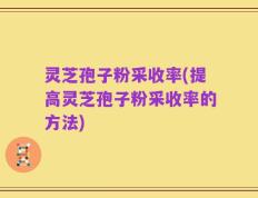 灵芝孢子粉采收率(提高灵芝孢子粉采收率的方法)