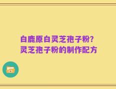 白鹿原白灵芝孢子粉？灵芝孢子粉的制作配方