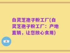 白灵芝孢子粉工厂(白灵芝孢子粉工厂：产地直销，让您放心食用)