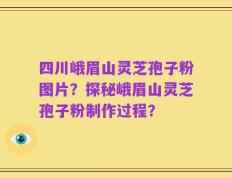 四川峨眉山灵芝孢子粉图片？探秘峨眉山灵芝孢子粉制作过程？