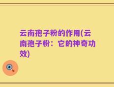 云南孢子粉的作用(云南孢子粉：它的神奇功效)