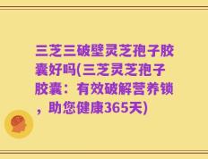 三芝三破壁灵芝孢子胶囊好吗(三芝灵芝孢子胶囊：有效破解营养锁，助您健康365天)