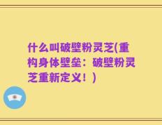 什么叫破壁粉灵芝(重构身体壁垒：破壁粉灵芝重新定义！)