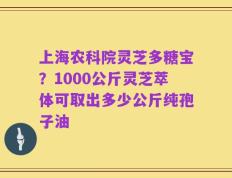 上海农科院灵芝多糖宝？1000公斤灵芝萃体可取出多少公斤纯孢子油