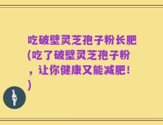 吃破壁灵芝孢子粉长肥(吃了破壁灵芝孢子粉，让你健康又能减肥！)