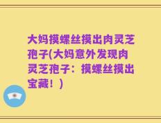 大妈摸螺丝摸出肉灵芝孢子(大妈意外发现肉灵芝孢子：摸螺丝摸出宝藏！)