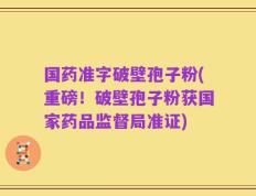 国药准字破壁孢子粉(重磅！破壁孢子粉获国家药品监督局准证)