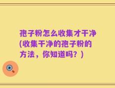 孢子粉怎么收集才干净(收集干净的孢子粉的方法，你知道吗？)