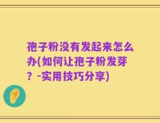 孢子粉没有发起来怎么办(如何让孢子粉发芽？-实用技巧分享)