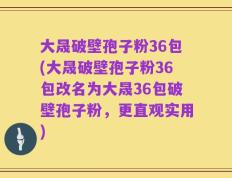 大晟破壁孢子粉36包(大晟破壁孢子粉36包改名为大晟36包破壁孢子粉，更直观实用)