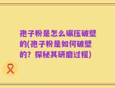 孢子粉是怎么碾压破壁的(孢子粉是如何破壁的？探秘其研磨过程)