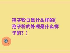 孢子粉口是什么样的(孢子粉的外观是什么样子的？)