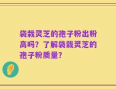 袋栽灵芝的孢子粉出粉高吗？了解袋栽灵芝的孢子粉质量？
