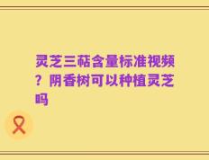 灵芝三萜含量标准视频？阴香树可以种植灵芝吗