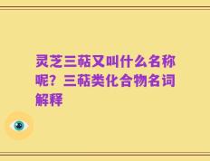 灵芝三萜又叫什么名称呢？三萜类化合物名词解释