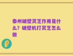 泰州破壁灵芝作用是什么？破壁机打灵芝怎么做