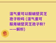 湿气重可以服破壁灵芝孢子粉吗 (湿气重可服用破壁灵芝孢子粉？——解析)