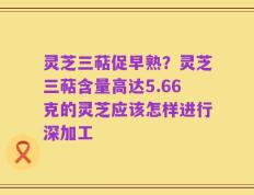 灵芝三萜促早熟？灵芝三萜含量高达5.66克的灵芝应该怎样进行深加工