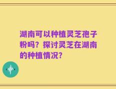 湖南可以种植灵芝孢子粉吗？探讨灵芝在湖南的种植情况？