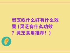 灵芝吃什么好有什么效果 (灵芝有什么功效？灵芝食用推荐！)