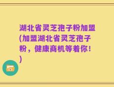 湖北省灵芝孢子粉加盟(加盟湖北省灵芝孢子粉，健康商机等着你！)