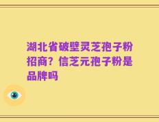 湖北省破壁灵芝孢子粉招商？信芝元孢子粉是品牌吗