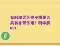 石斛和灵芝孢子粉是否具有补肾作用？科学解析？
