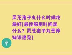 灵芝孢子丸什么时候吃最好(最佳服用时间是什么？灵芝孢子丸营养知识速览)