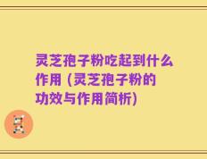 灵芝孢子粉吃起到什么作用 (灵芝孢子粉的功效与作用简析)