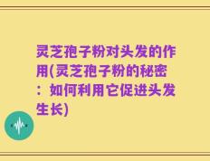 灵芝孢子粉对头发的作用(灵芝孢子粉的秘密：如何利用它促进头发生长)