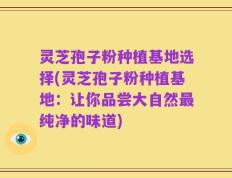 灵芝孢子粉种植基地选择(灵芝孢子粉种植基地：让你品尝大自然最纯净的味道)