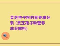 灵芝孢子粉的营养成分表 (灵芝孢子粉营养成分解析)