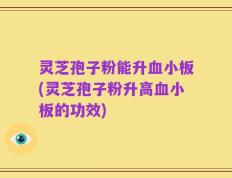 灵芝孢子粉能升血小板(灵芝孢子粉升高血小板的功效)