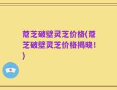 蔻芝破壁灵芝价格(蔻芝破壁灵芝价格揭晓！)