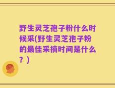 野生灵芝孢子粉什么时候采(野生灵芝孢子粉的最佳采摘时间是什么？)