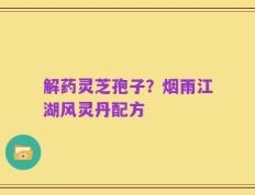 解药灵芝孢子？烟雨江湖风灵丹配方