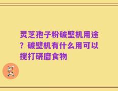 灵芝孢子粉破壁机用途？破壁机有什么用可以搅打研磨食物