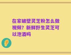 在家破壁灵芝粉怎么做视频？新鲜野生灵芝可以泡酒吗