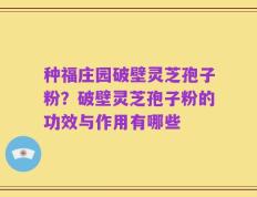 种福庄园破壁灵芝孢子粉？破壁灵芝孢子粉的功效与作用有哪些