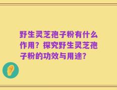 野生灵芝孢子粉有什么作用？探究野生灵芝孢子粉的功效与用途？