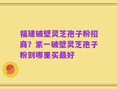 福建破壁灵芝孢子粉招商？紫一破壁灵芝孢子粉到哪里买最好