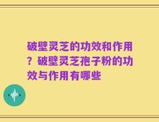 破壁灵芝的功效和作用？破壁灵芝孢子粉的功效与作用有哪些