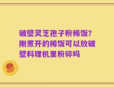 破壁灵芝孢子粉稀饭？刚煮开的稀饭可以放破壁料理机里粉碎吗
