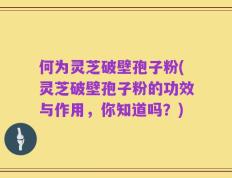 何为灵芝破壁孢子粉(灵芝破壁孢子粉的功效与作用，你知道吗？)