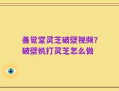 善觉堂灵芝破壁视频？破壁机打灵芝怎么做