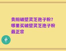 贵阳破壁灵芝孢子粉？哪里买破壁灵芝孢子粉最正宗