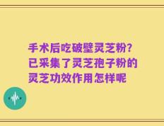 手术后吃破壁灵芝粉？已采集了灵芝孢子粉的灵芝功效作用怎样呢